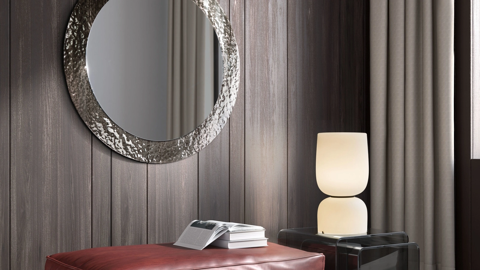 Specchio Iride con cornice in vetro cotto di Stones