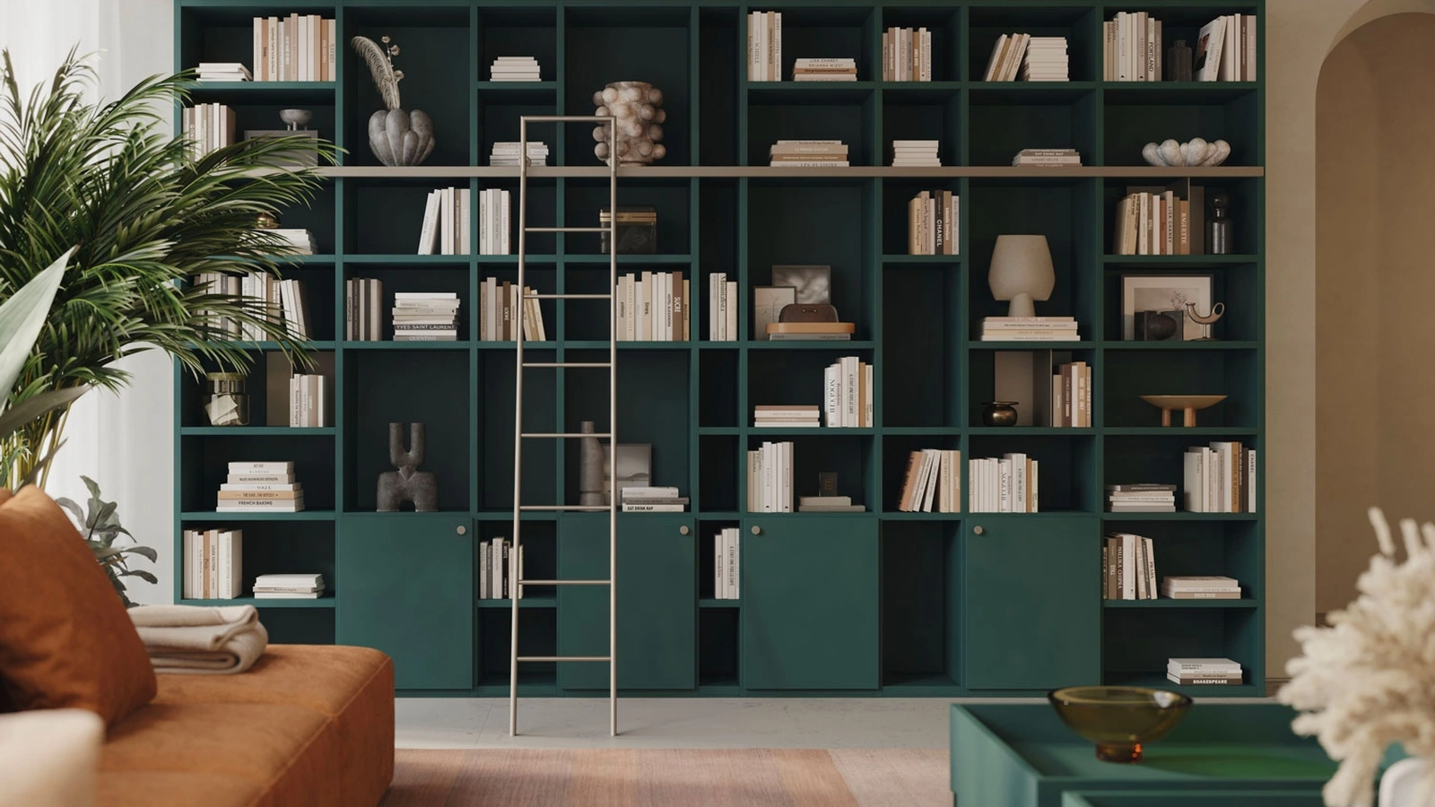 Libreria componibile LV712 con scaletta di Giessegi