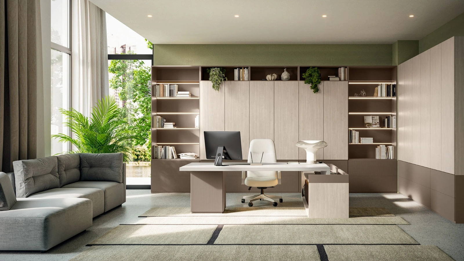 Scrivania Direzionale e libreria OF115 di Giessegi